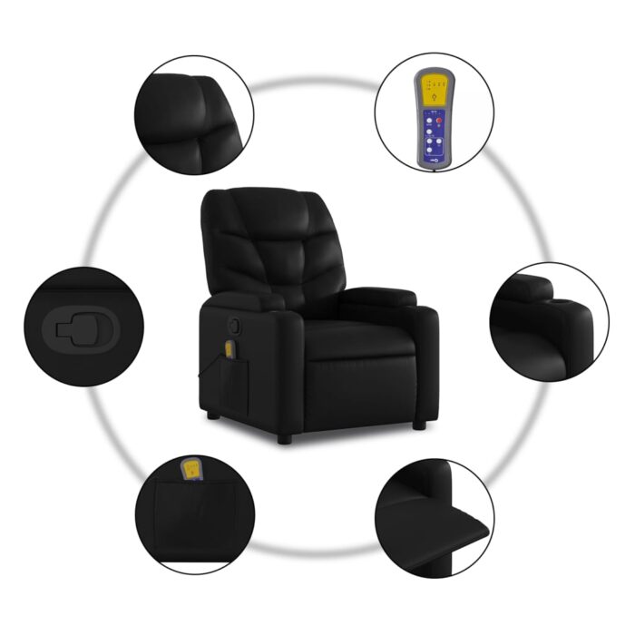 Fauteuil de massage inclinable Noir Similicuir – Image 6
