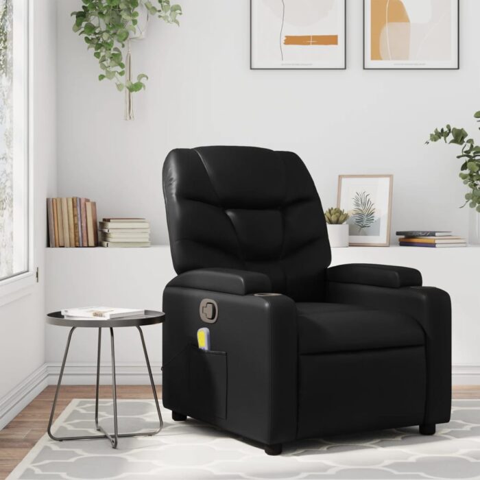 Fauteuil de massage inclinable Noir Similicuir – Image 1