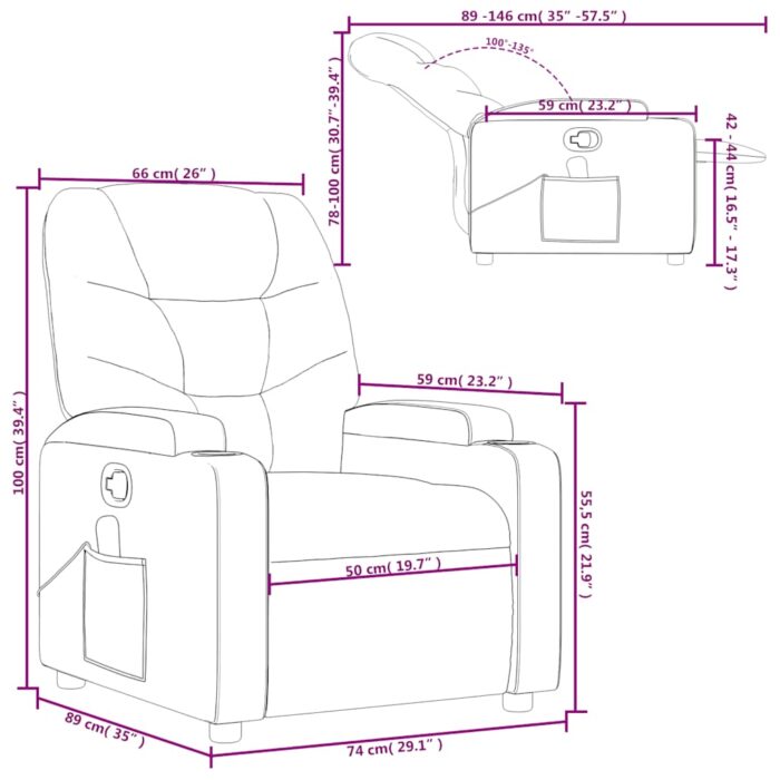 Fauteuil de massage inclinable Gris Similicuir – Image 12