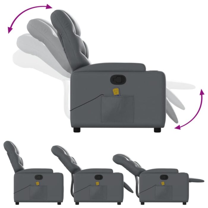 Fauteuil de massage inclinable Gris Similicuir – Image 5