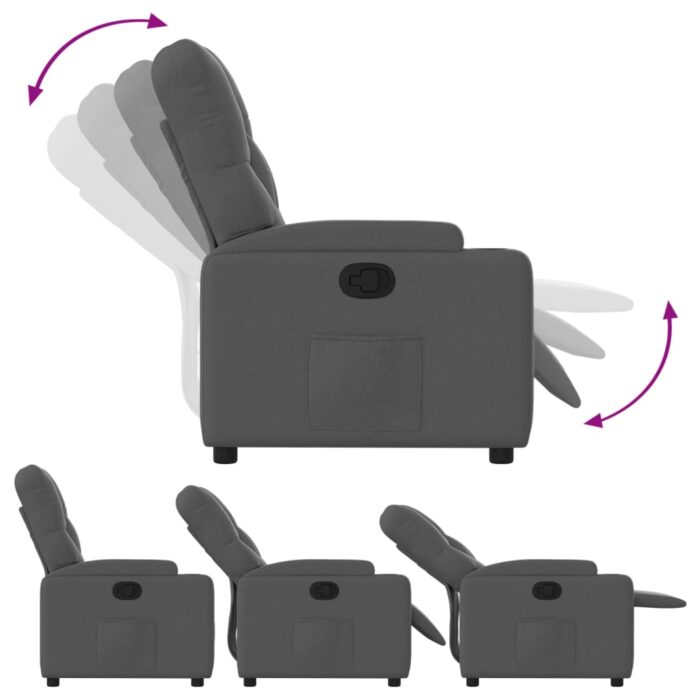 Fauteuil inclinable Gris foncé Tissu – Image 2