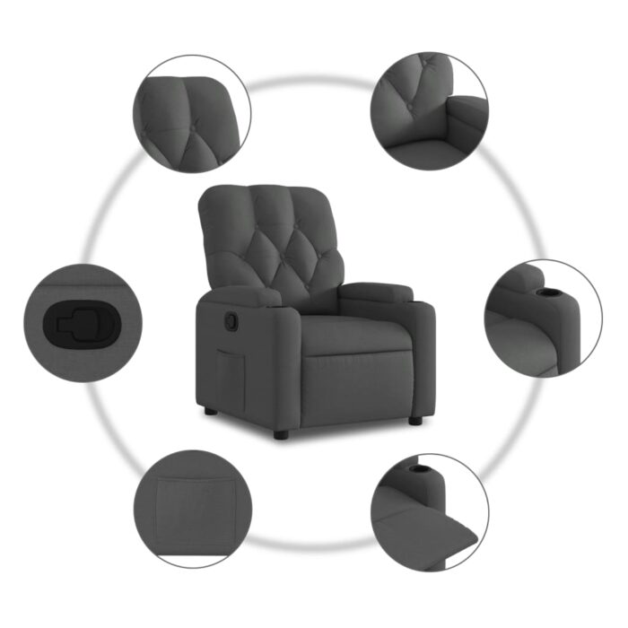 Fauteuil inclinable Gris foncé Tissu – Image 3