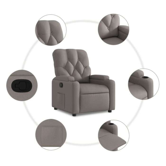 Fauteuil inclinable Taupe Tissu – Image 3