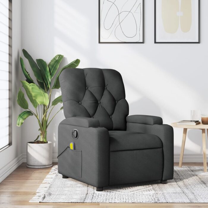 Fauteuil de massage inclinable Gris foncé Tissu – Image 1