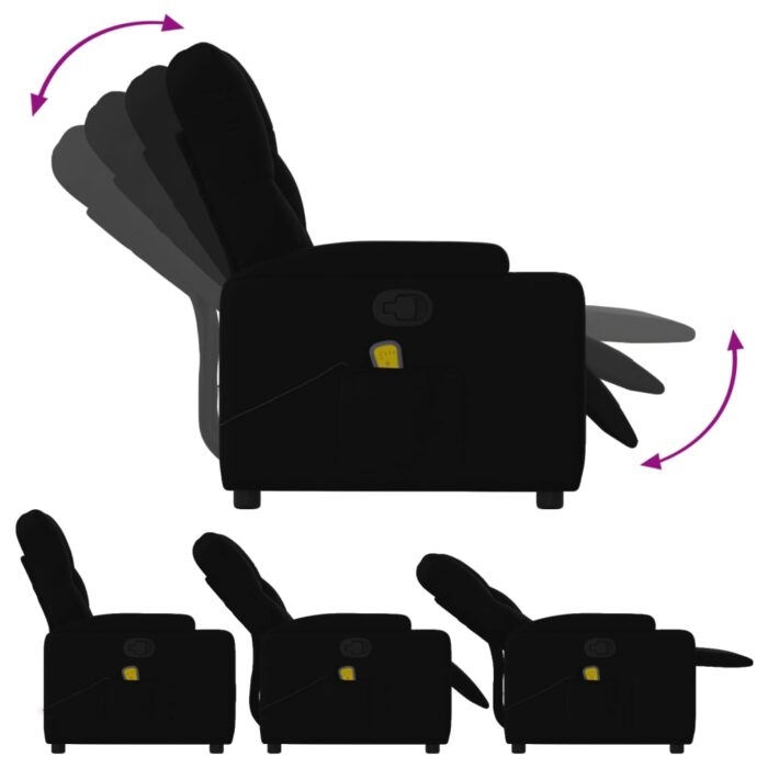 Fauteuil de massage inclinable Noir Tissu – Image 3
