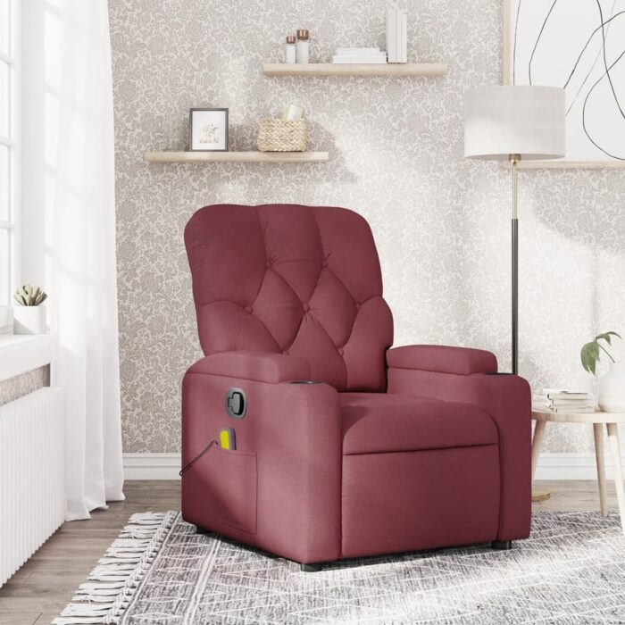 Fauteuil de massage inclinable Rouge bordeaux Tissu – Image 1