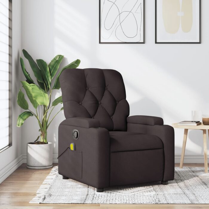 Fauteuil de massage inclinable Marron foncé Tissu – Image 1
