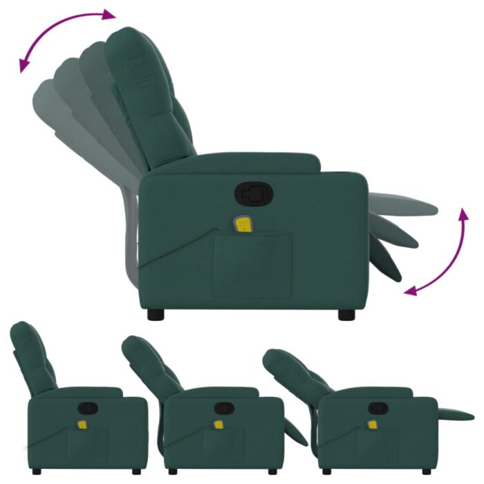 Fauteuil de massage inclinable Vert foncé Tissu – Image 3