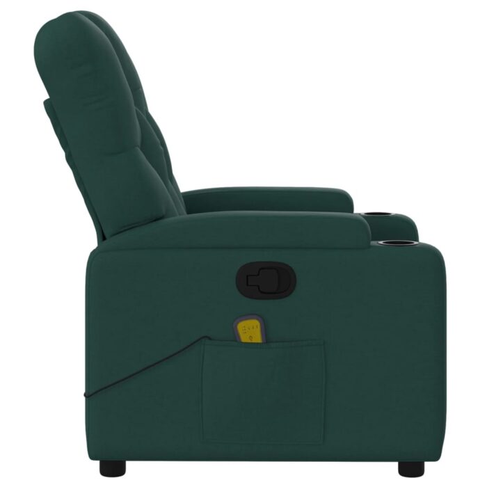 Fauteuil de massage inclinable Vert foncé Tissu – Image 6