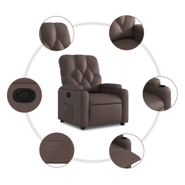 Fauteuil inclinable Marron Similicuir – Image 3