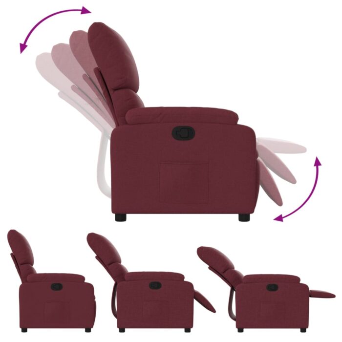 Fauteuil inclinable Rouge bordeaux Tissu – Image 4