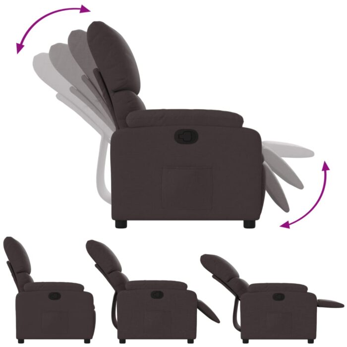 Fauteuil inclinable Marron foncé Tissu – Image 4