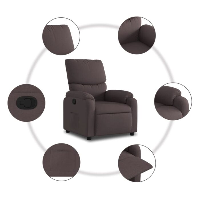 Fauteuil inclinable Marron foncé Tissu – Image 5