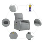 Fauteuil de massage inclinable Gris clair Tissu – Image 6