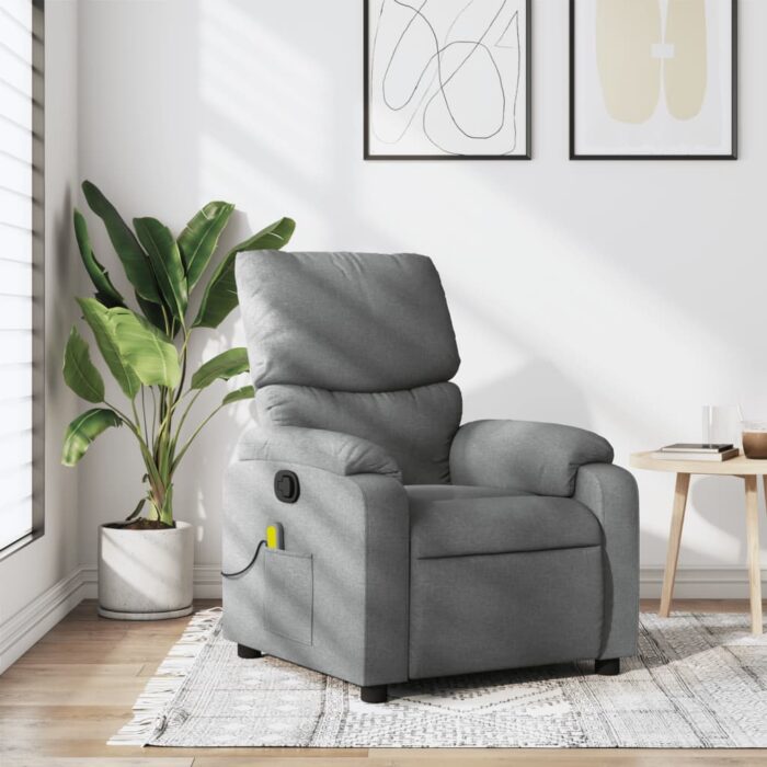 Fauteuil de massage inclinable Gris clair Tissu – Image 1