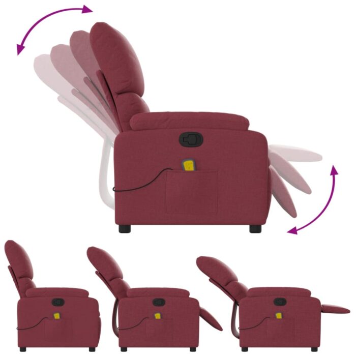 Fauteuil de massage inclinable Rouge bordeaux Tissu – Image 5