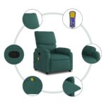 Fauteuil de massage inclinable Vert foncé Tissu – Image 6