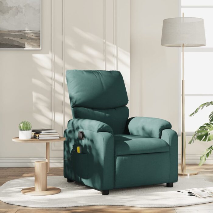 Fauteuil de massage inclinable Vert foncé Tissu – Image 1