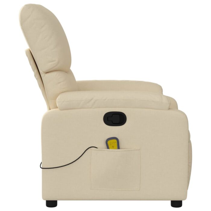 Fauteuil de massage inclinable Crème Tissu – Image 3