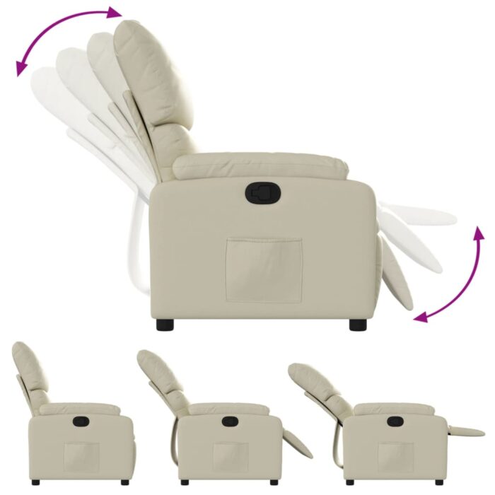 Fauteuil inclinable Crème Similicuir – Image 4