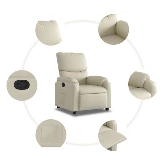 Fauteuil inclinable Crème Similicuir – Image 5
