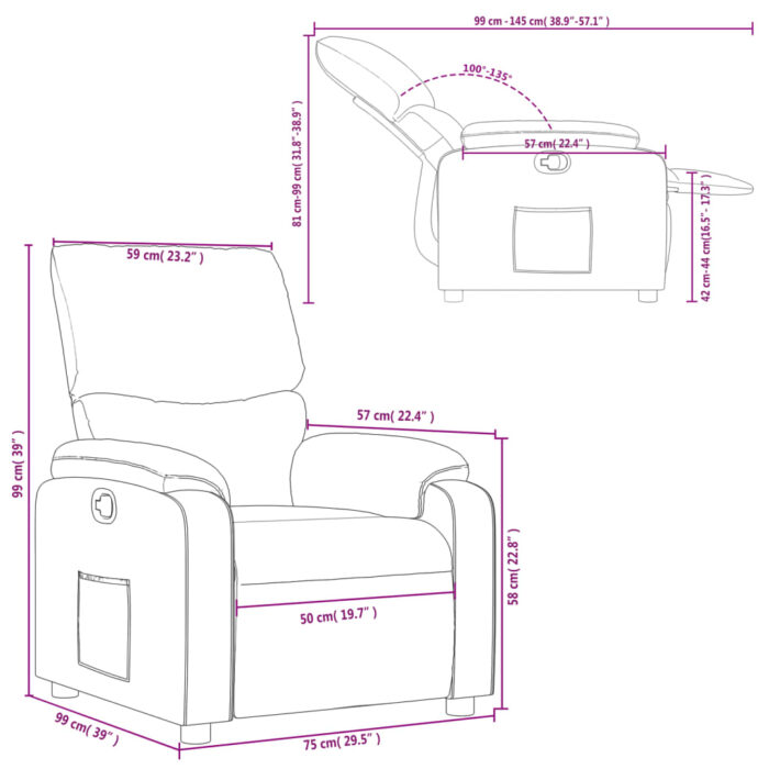 Fauteuil inclinable Crème Similicuir – Image 9