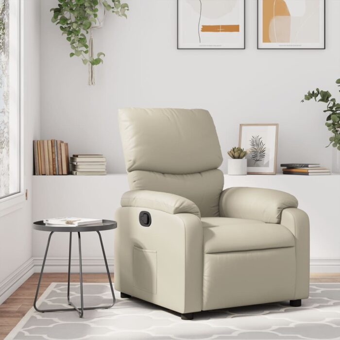 Fauteuil inclinable Crème Similicuir – Image 1
