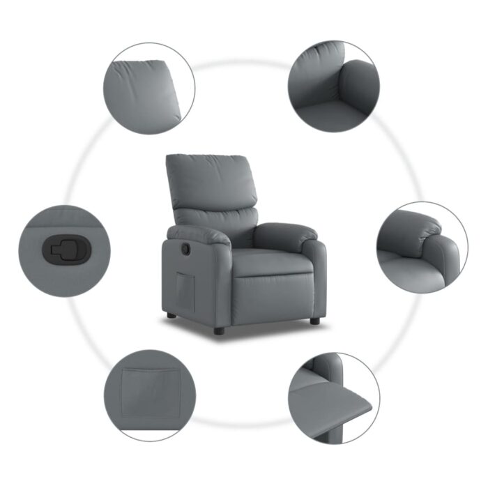 Fauteuil inclinable Gris Similicuir – Image 5