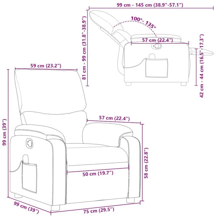 Fauteuil de massage inclinable Noir Similicuir – Image 11
