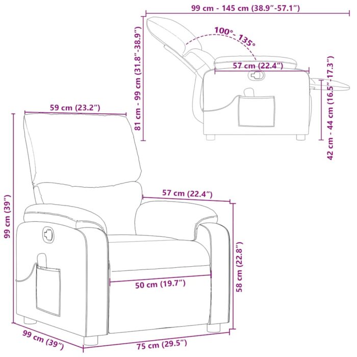 Fauteuil de massage inclinable Noir Similicuir – Image 12