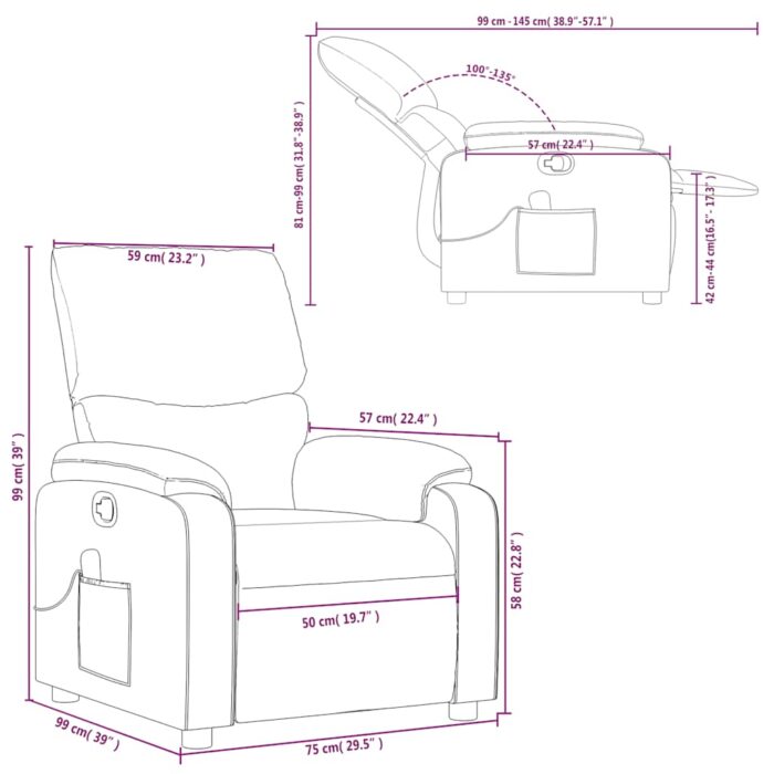 Fauteuil inclinable de massage Crème Similicuir – Image 11