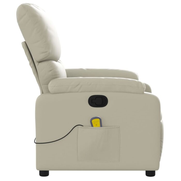 Fauteuil inclinable de massage Crème Similicuir – Image 3