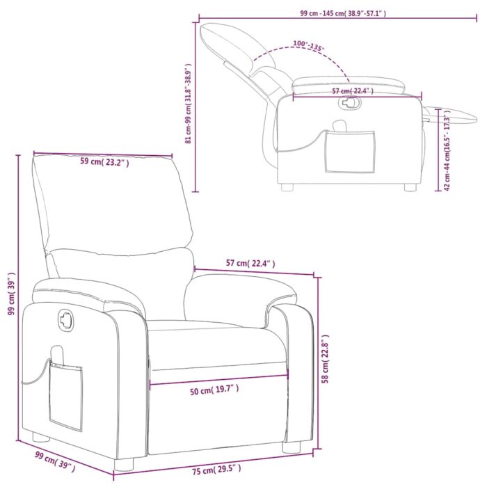 Fauteuil de massage inclinable Marron Similicuir – Image 11