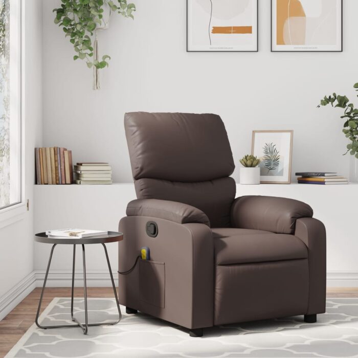 Fauteuil de massage inclinable Marron Similicuir – Image 1