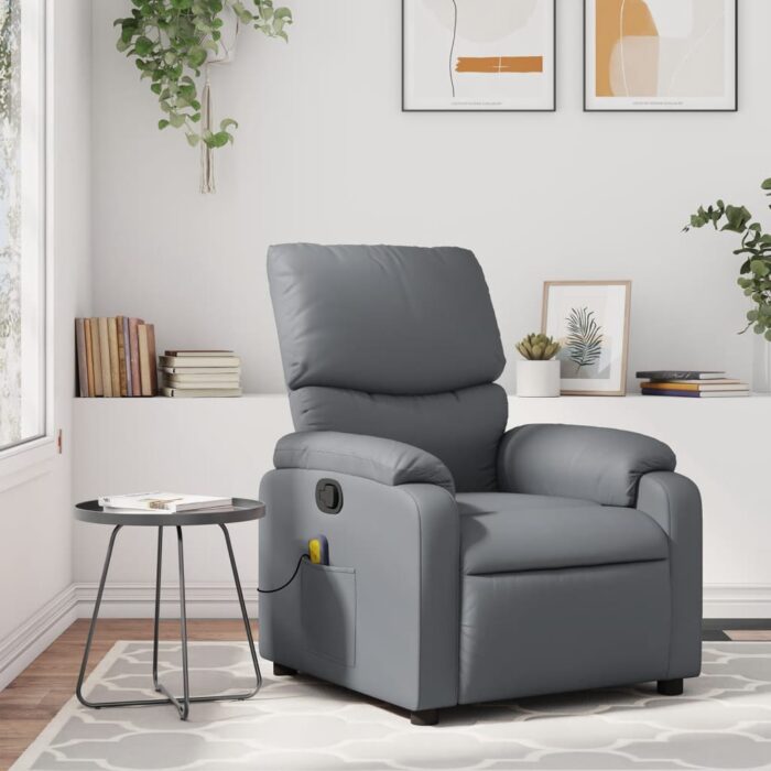 Fauteuil de massage inclinable Gris Similicuir – Image 1