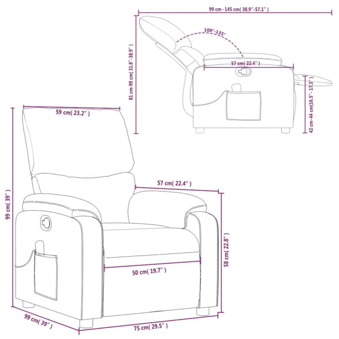 Fauteuil de massage inclinable Rouge bordeaux Similicuir – Image 11