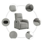 Fauteuil inclinable gris clair tissu microfibre – Image 3