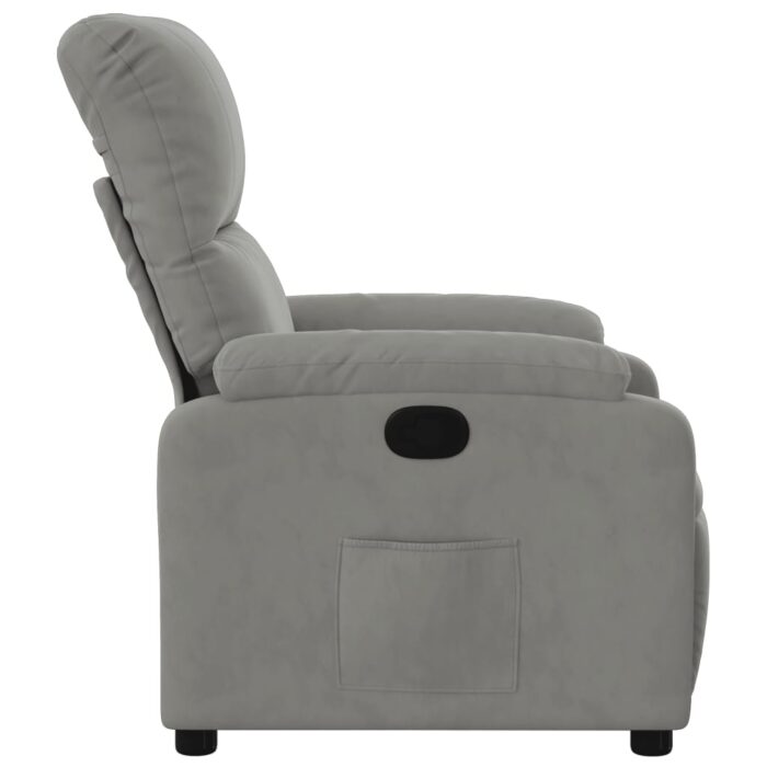 Fauteuil inclinable gris clair tissu microfibre – Image 5
