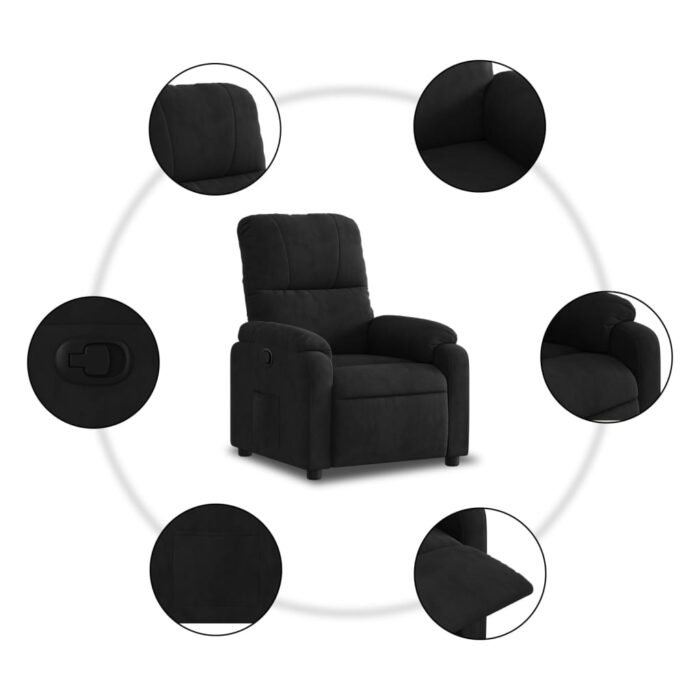 Fauteuil inclinable noir tissu microfibre – Image 3