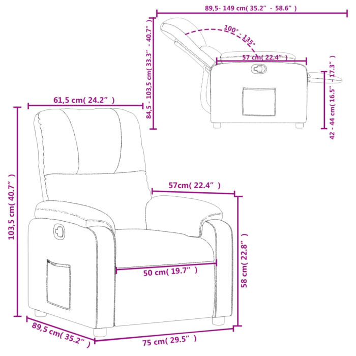 Fauteuil inclinable noir tissu microfibre – Image 9