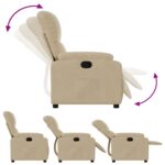 Fauteuil inclinable crème tissu microfibre – Image 2