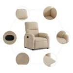 Fauteuil inclinable crème tissu microfibre – Image 3