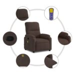 Fauteuil inclinable de massage marron tissu microfibre – Image 4