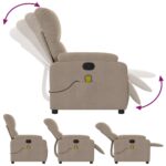 Fauteuil inclinable de massage taupe tissu microfibre – Image 3
