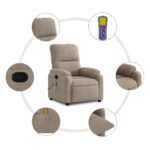 Fauteuil inclinable de massage taupe tissu microfibre – Image 4