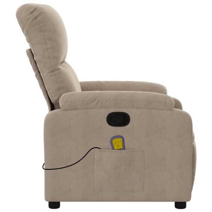 Fauteuil inclinable de massage taupe tissu microfibre – Image 6