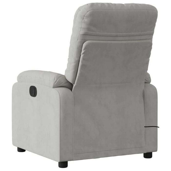 Fauteuil inclinable de massage gris clair tissu microfibre – Image 2