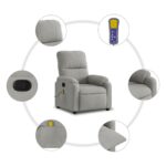 Fauteuil inclinable de massage gris clair tissu microfibre – Image 4