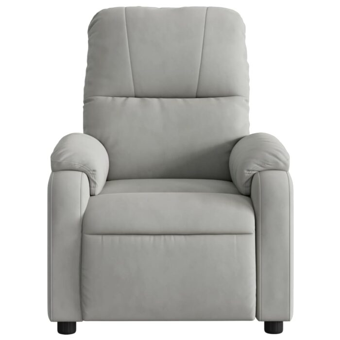 Fauteuil inclinable de massage gris clair tissu microfibre – Image 5