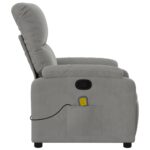 Fauteuil inclinable de massage gris clair tissu microfibre – Image 6